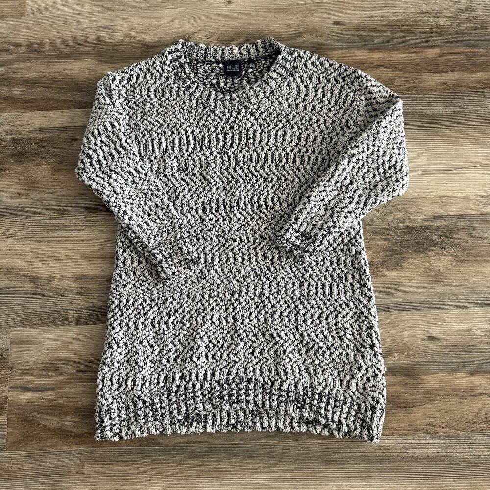 BLUE Saks Fifth Avenue Popcorn Knit Long Sweater Women’s Size Large Gray Black